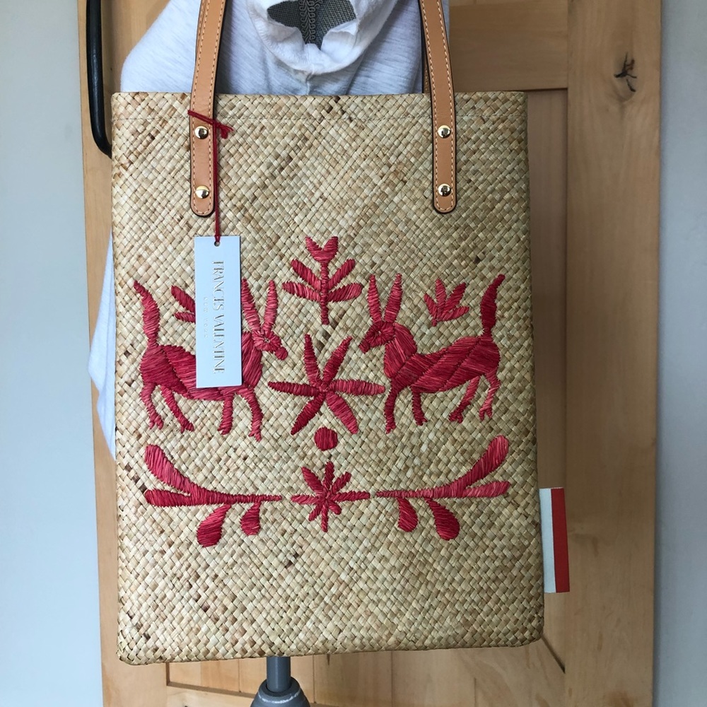 🌴NWT Frances Valentine; Flat Tote Palm Leaf